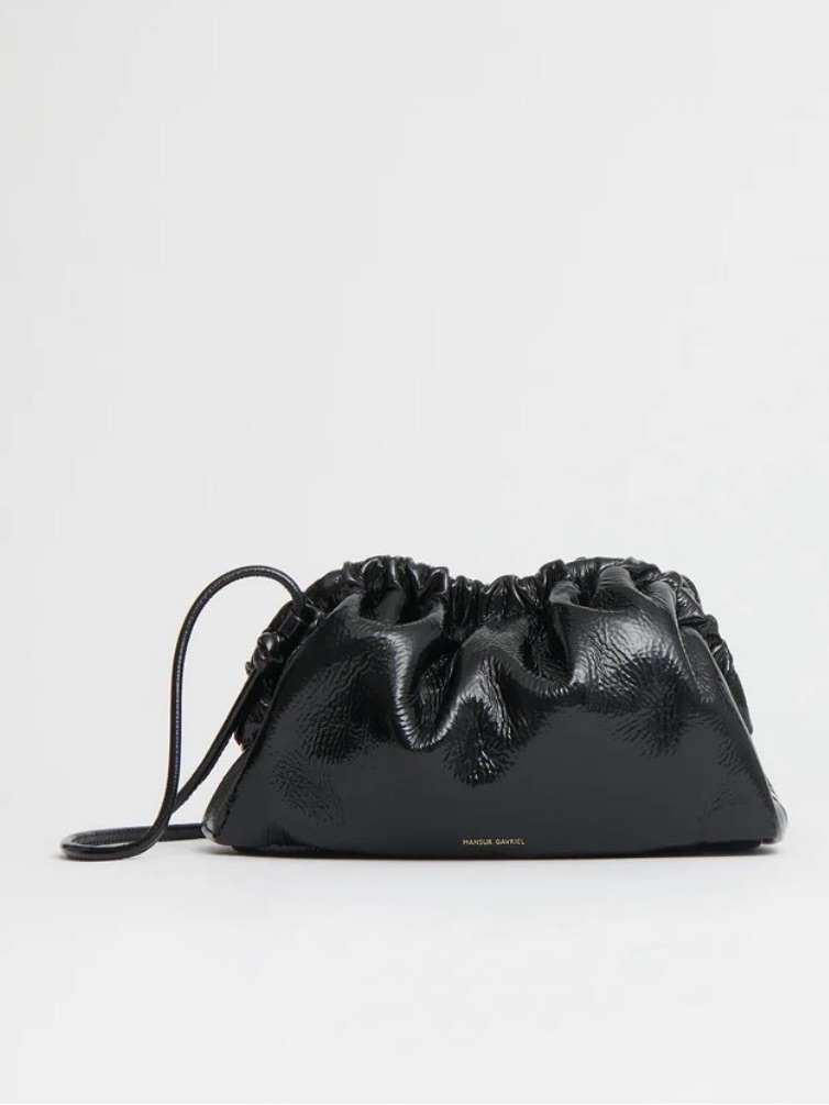 New! Mansur Gavriel Mini Cloud Clutch - Black Naplak, Includes Pink Tote Bag